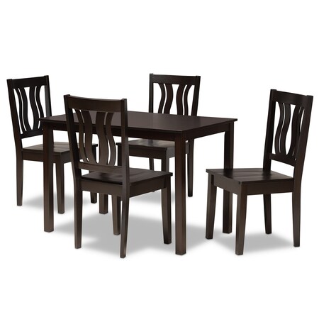 Baxton Studio Zamira Modern and Contemporary Transitional Dark Brown Finished Wood 5-Piece Dining Set 177-11377-8026-Zoro